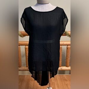 Sheer Black High-Low Tunic Cover-Up – One Size